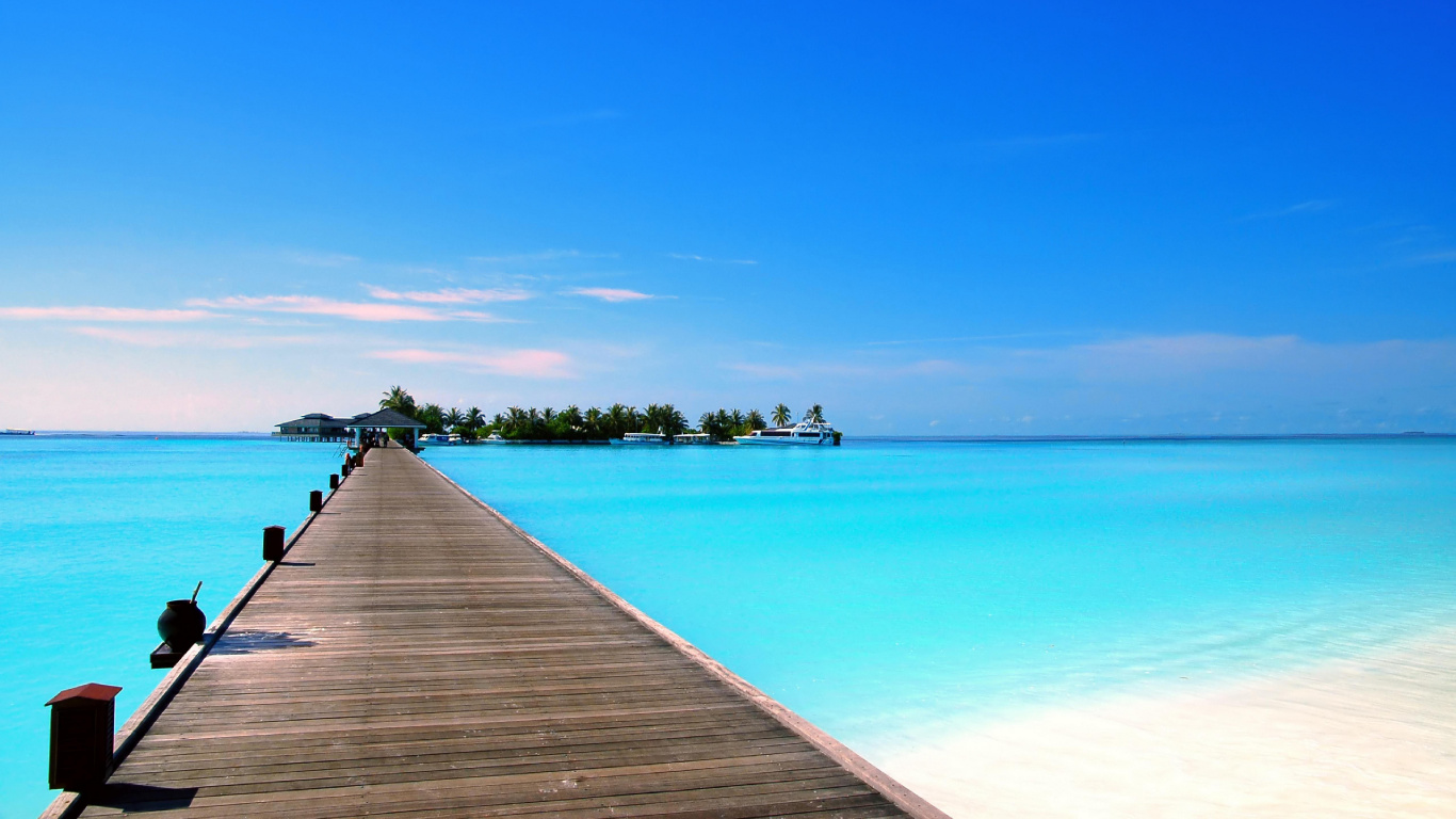 Обои море, горизонт, океан, тропическая зона, спокойный в разрешении 1366x768