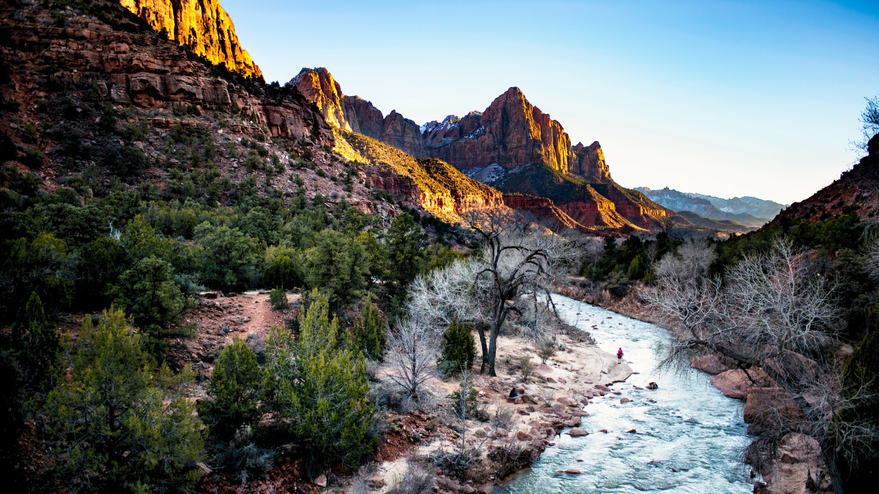 Обои youtube баннер природа, арт, растение, вода, гора в разрешении 1280x720