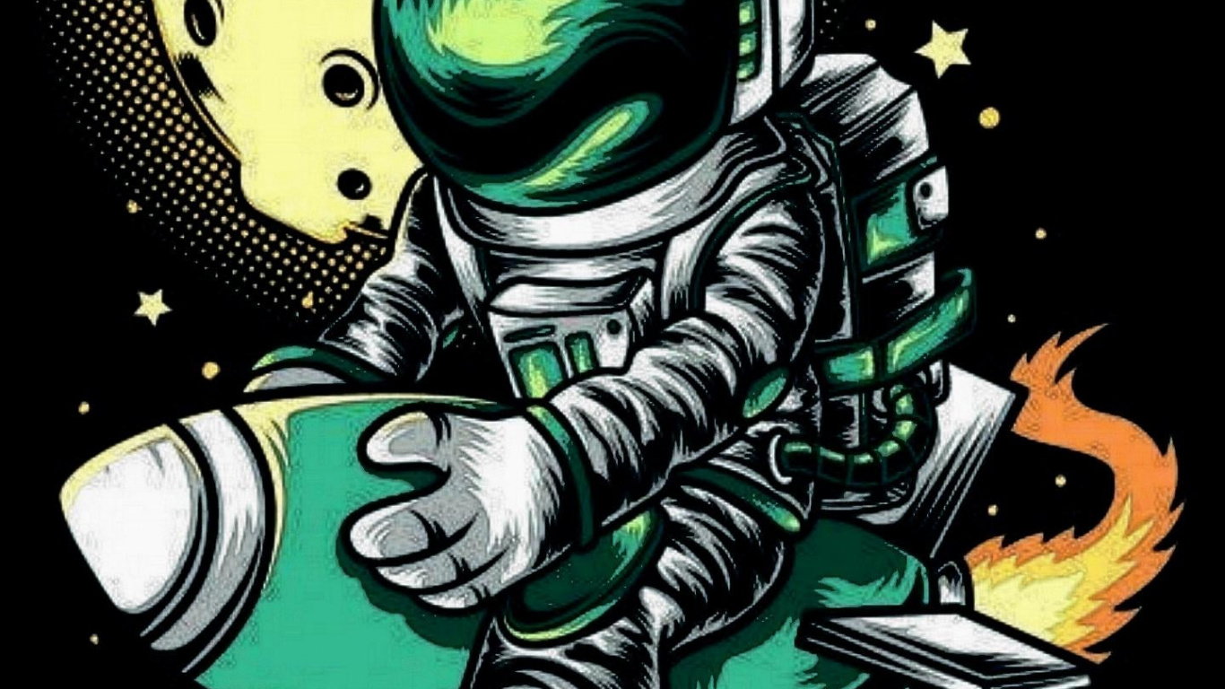 Обои ракета цифровое искусство, цифровое искусство, иллюстрация, арт, графика в разрешении 1366x768