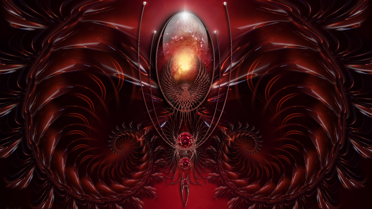 Обои фрактальное искусство, арт, насекомое, пурпур, розовый в разрешении 1280x720