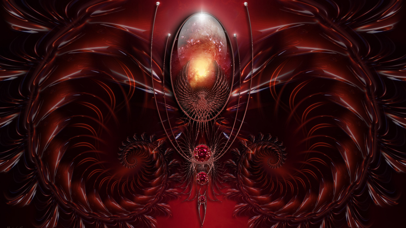 Обои фрактальное искусство, арт, насекомое, пурпур, розовый в разрешении 1366x768