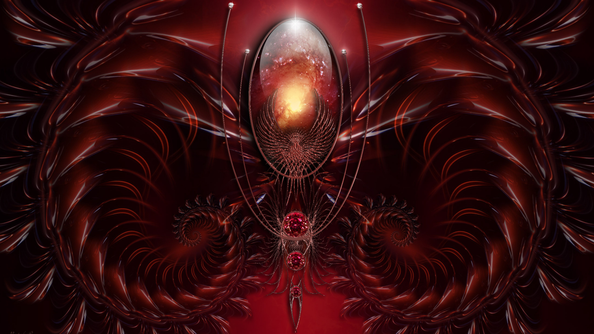Обои фрактальное искусство, арт, насекомое, пурпур, розовый в разрешении 1920x1080