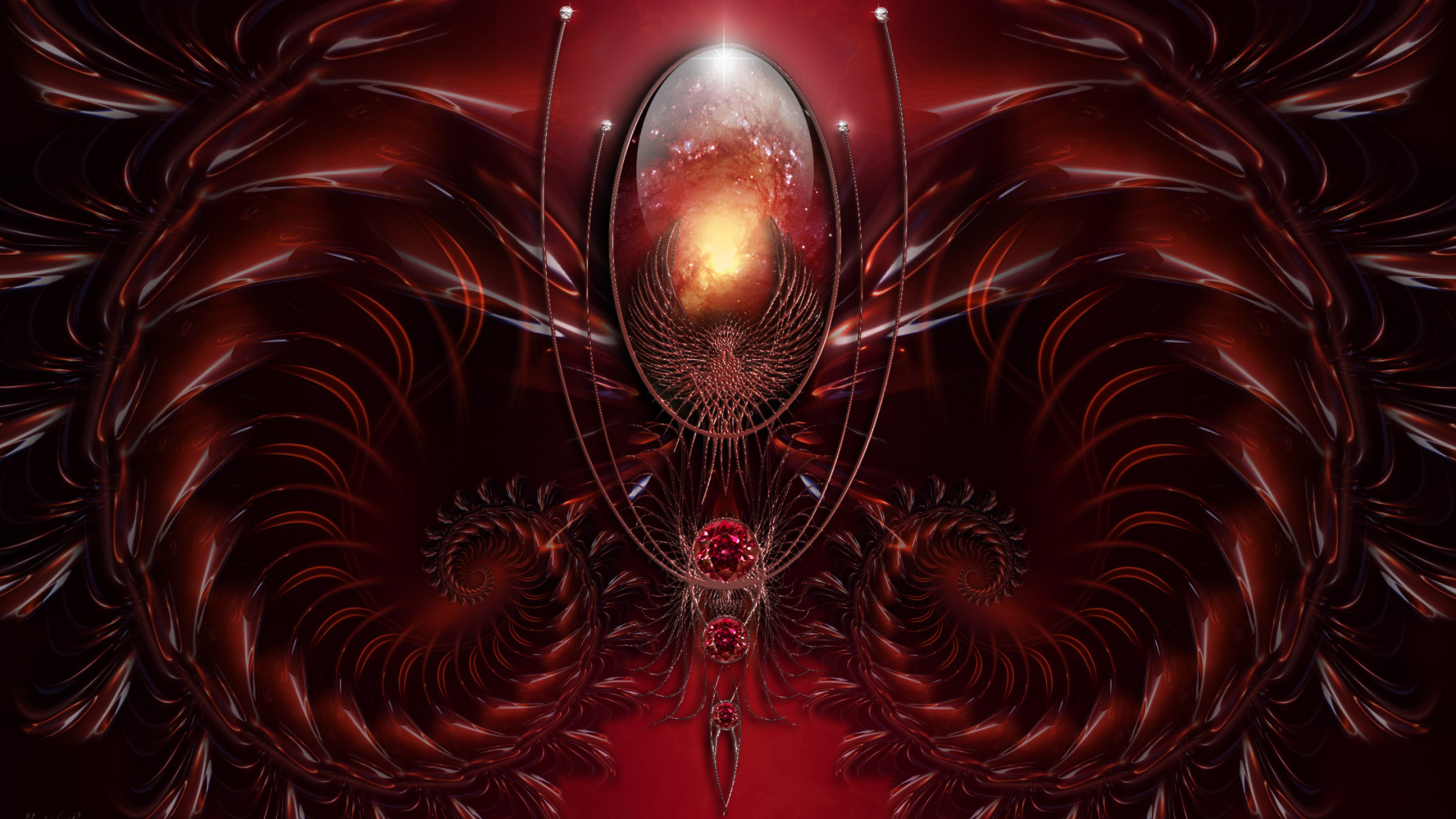 Обои фрактальное искусство, арт, насекомое, пурпур, розовый в разрешении 2560x1440