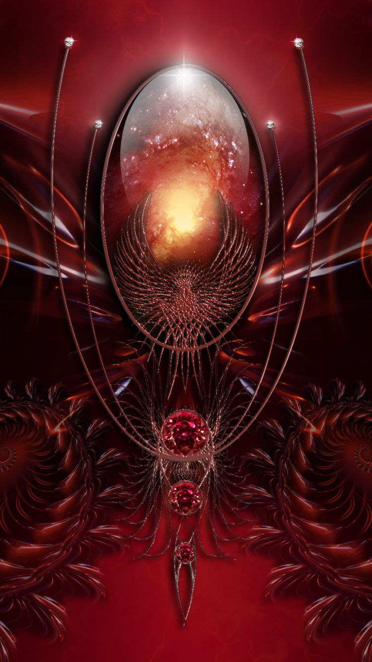 Обои фрактальное искусство, арт, насекомое, пурпур, розовый в разрешении 750x1334