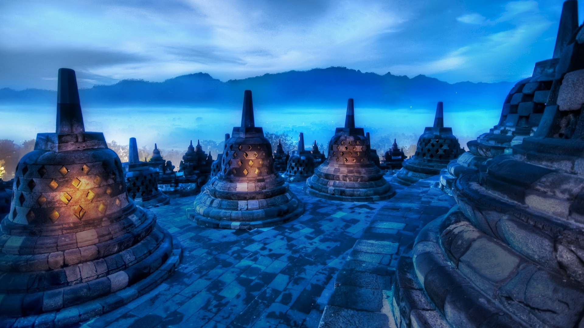 Обои ориентир, Индонезия, археологический памятник, городской пейзаж, историческое место в разрешении 1920x1080