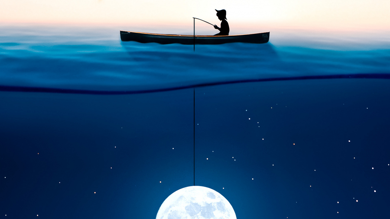 Обои Эффект глубины мечты о рыбалке, ios, облако, атмосфера, здание в разрешении 1366x768