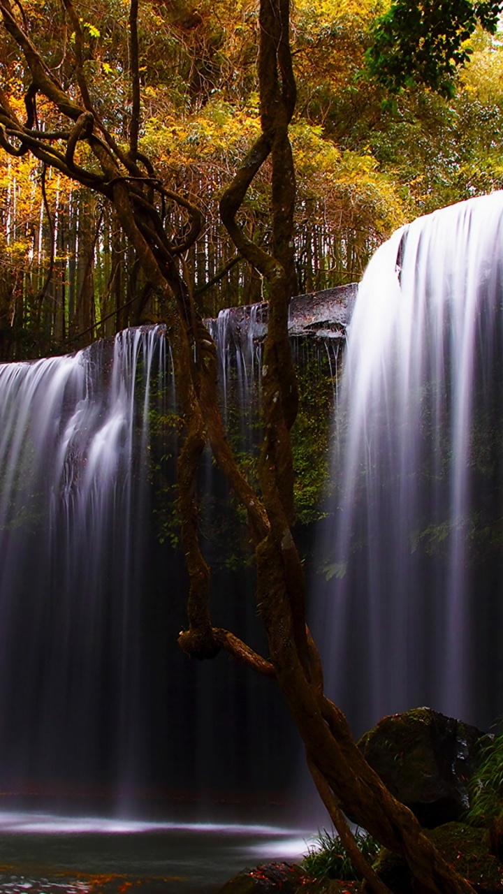 Обои водопад, водоем, природа, вода, водоток в разрешении 720x1280