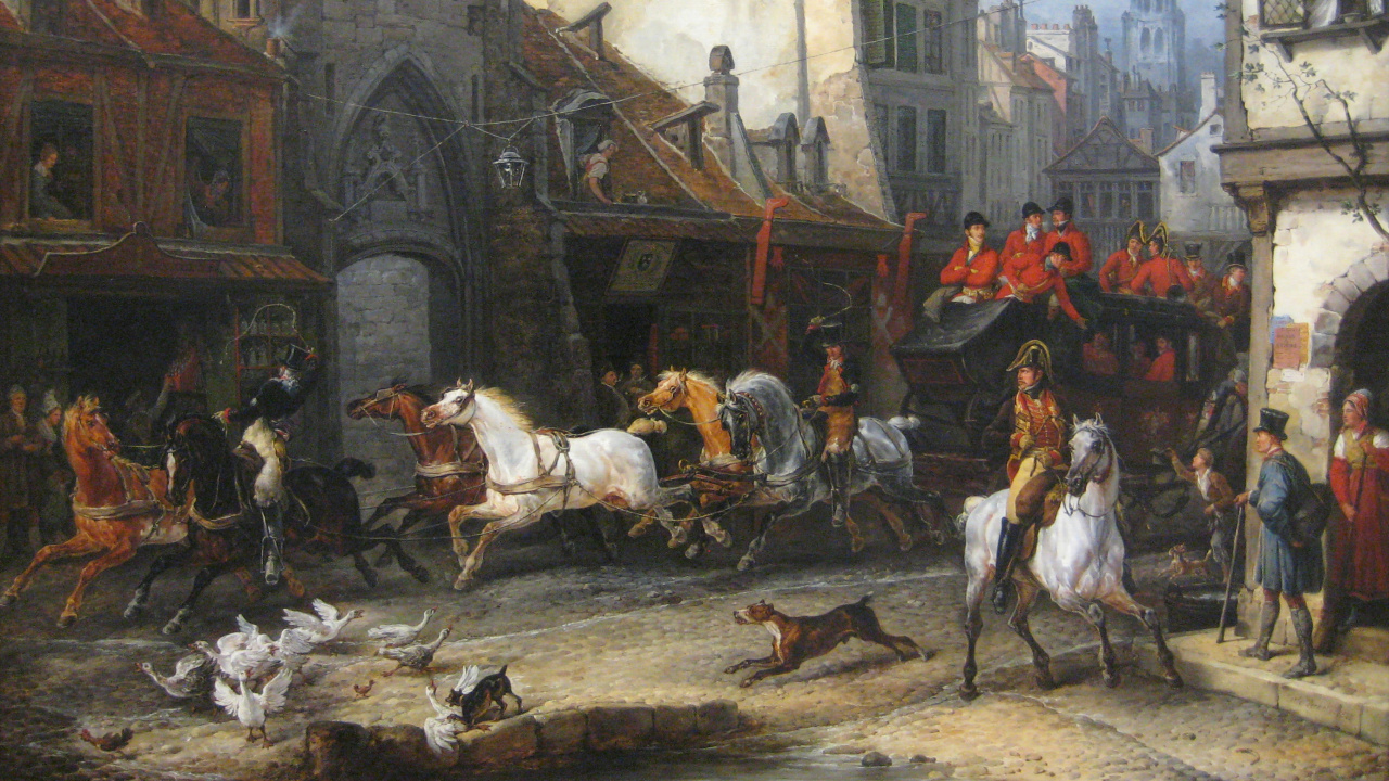 Обои живопись, Новая Пинакотека, Rckkehr фон дер Jagd, Читать будет, масляная живопись в разрешении 1280x720