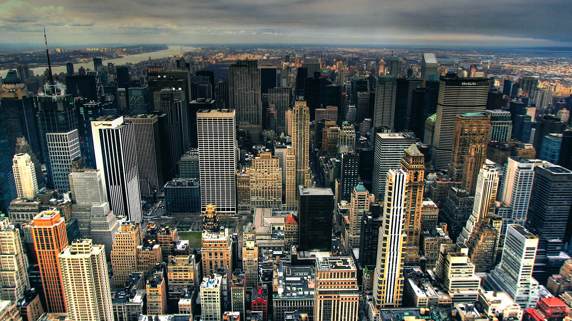 Обои Нью-Йорк, Манхеттен, городской пейзаж, город, метрополия в разрешении 1920x1080