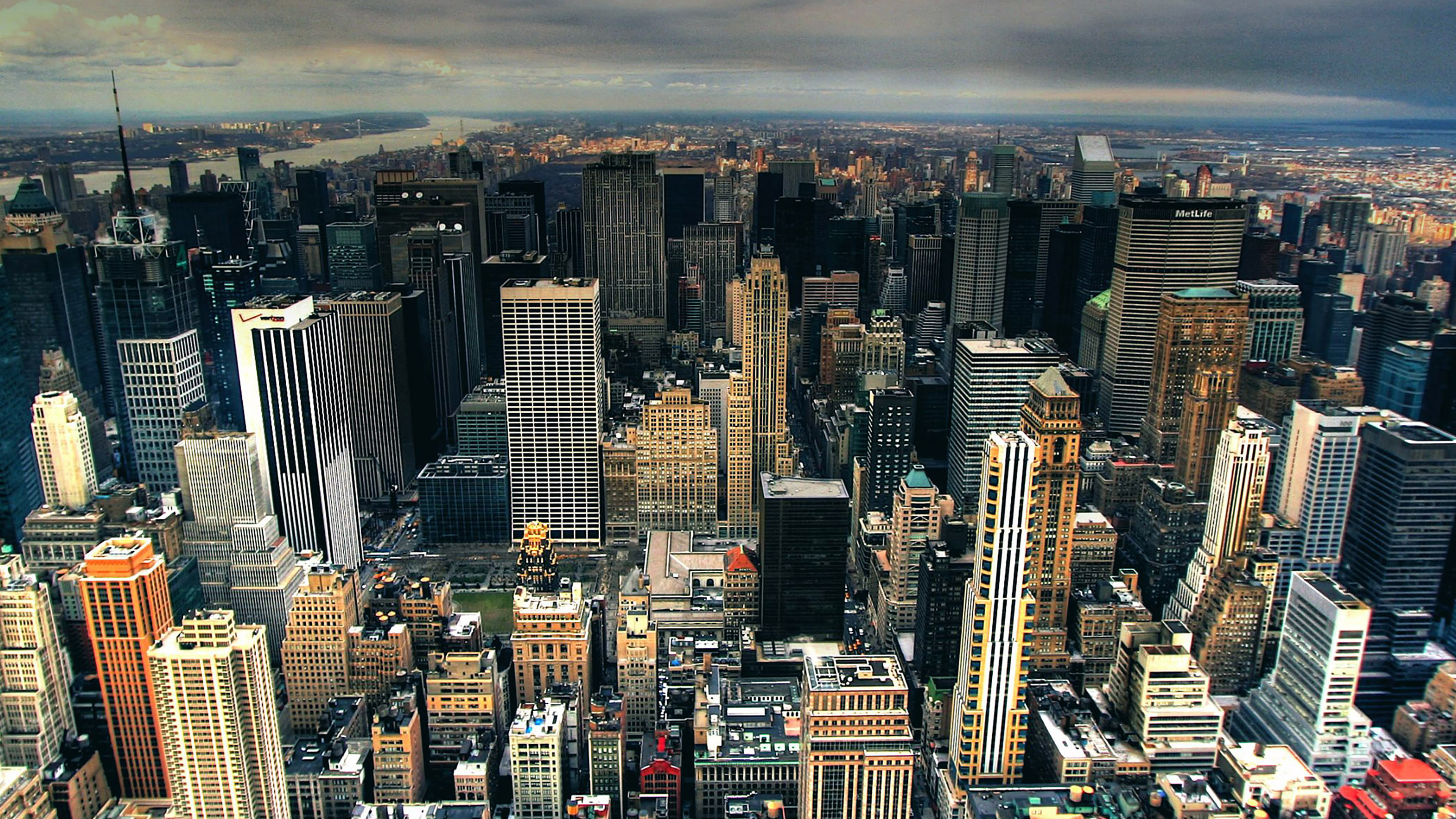 Обои Нью-Йорк, Манхеттен, городской пейзаж, город, метрополия в разрешении 3840x2160