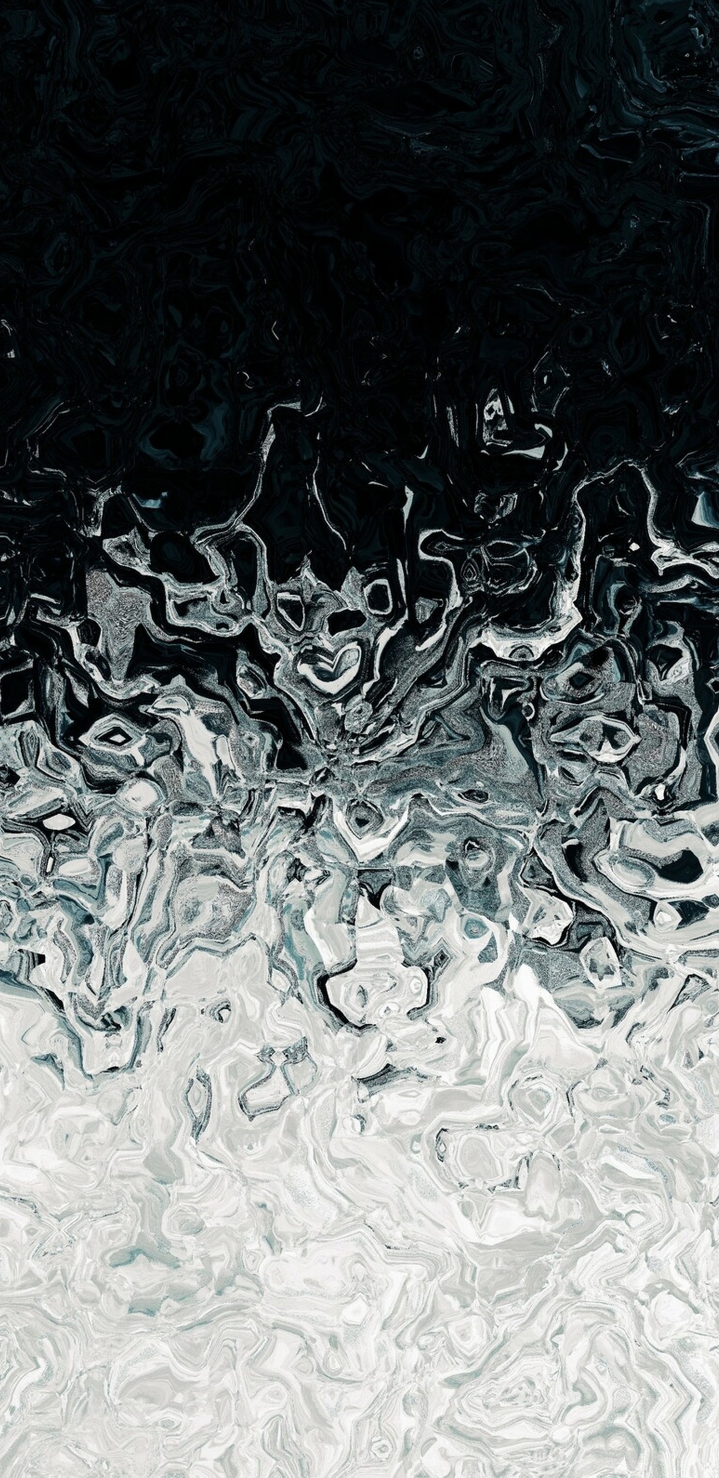 Обои черный и белый, вода, падение, отражение, узор в разрешении 1440x2960