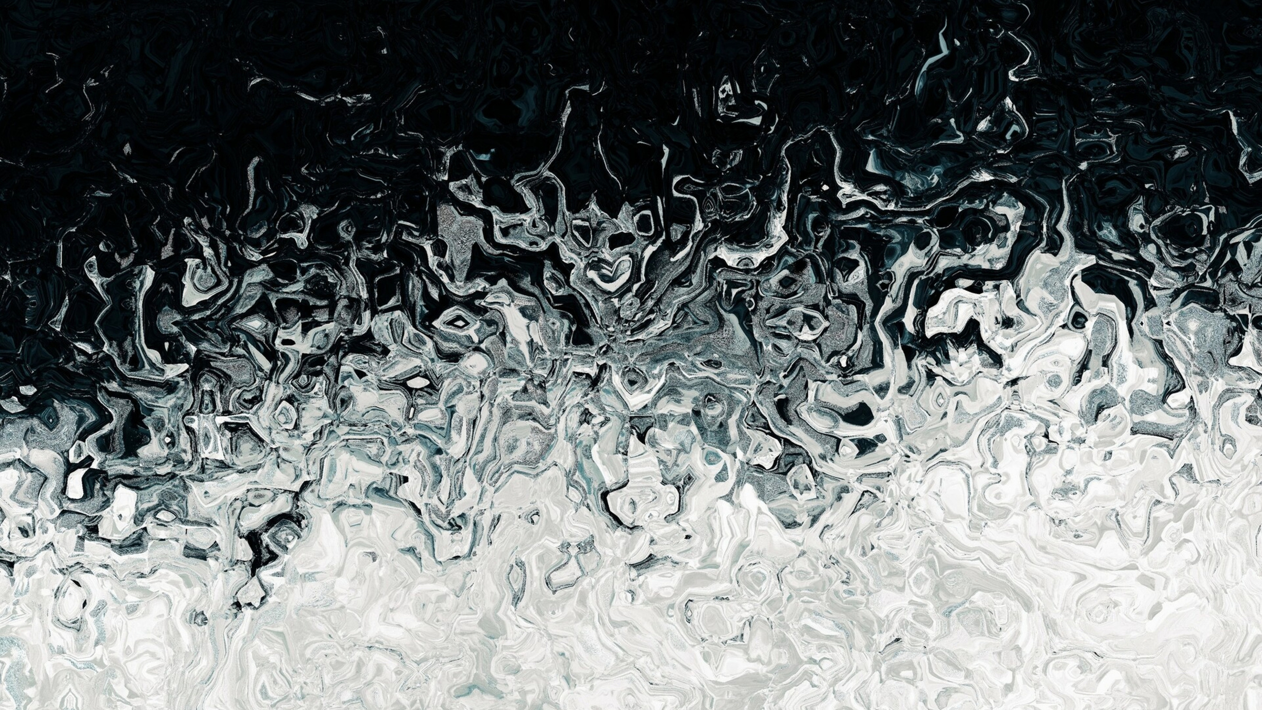 Обои черный и белый, вода, падение, отражение, узор в разрешении 2560x1440