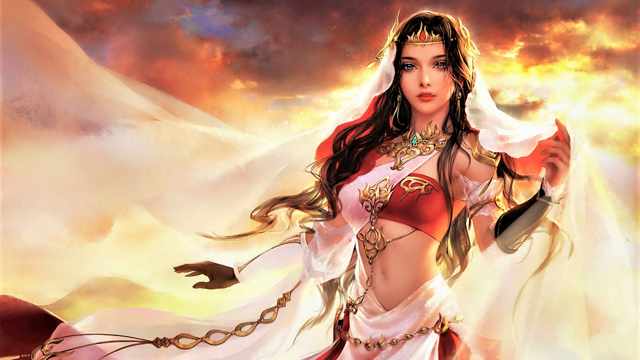 Обои фэнтези, фантастическое искусство, иллюстрация, мифология, длинные волосы в разрешении 1280x720