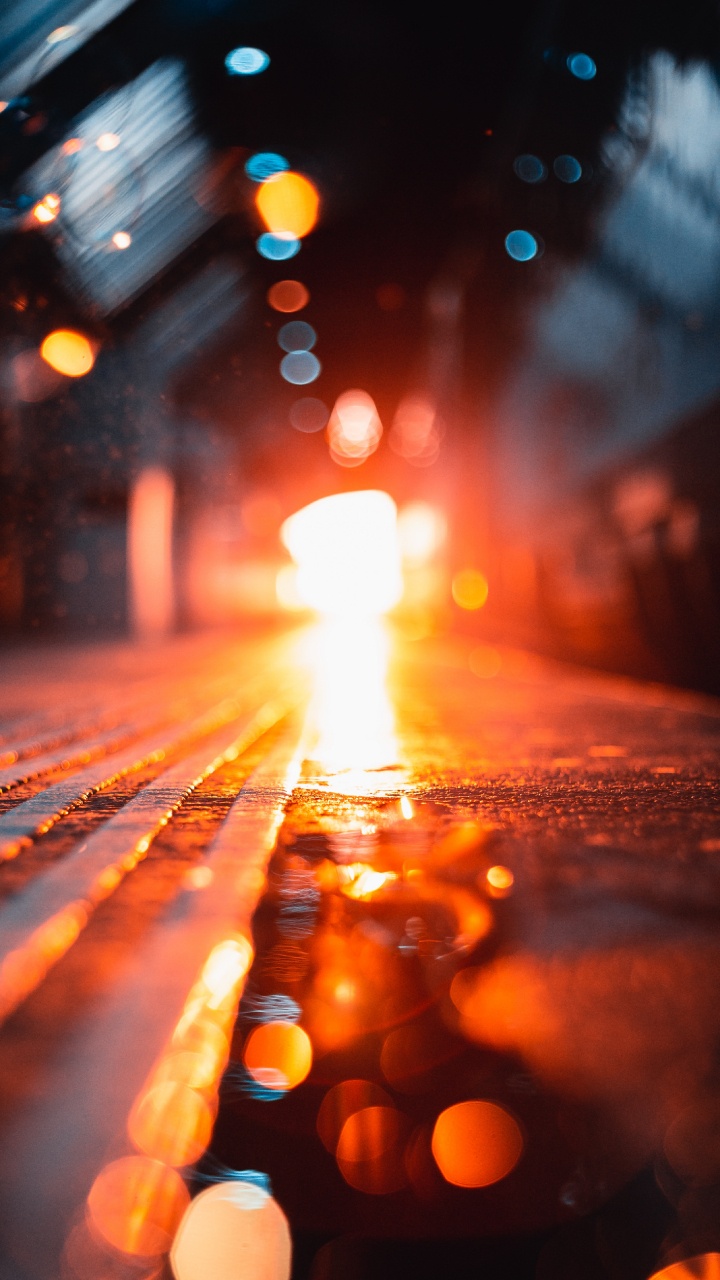 Обои свет, сияние, Апельсин, ночь, блик в разрешении 720x1280