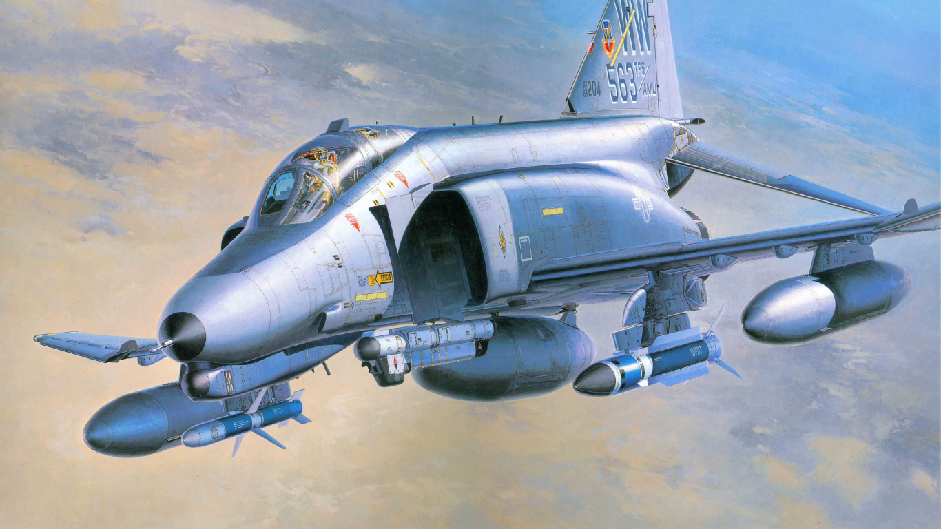 Обои McDonnell Douglas F-4 Phantom II, Дикий Хорек, корпорация хасегава, самолеты, самолет в разрешении 1366x768