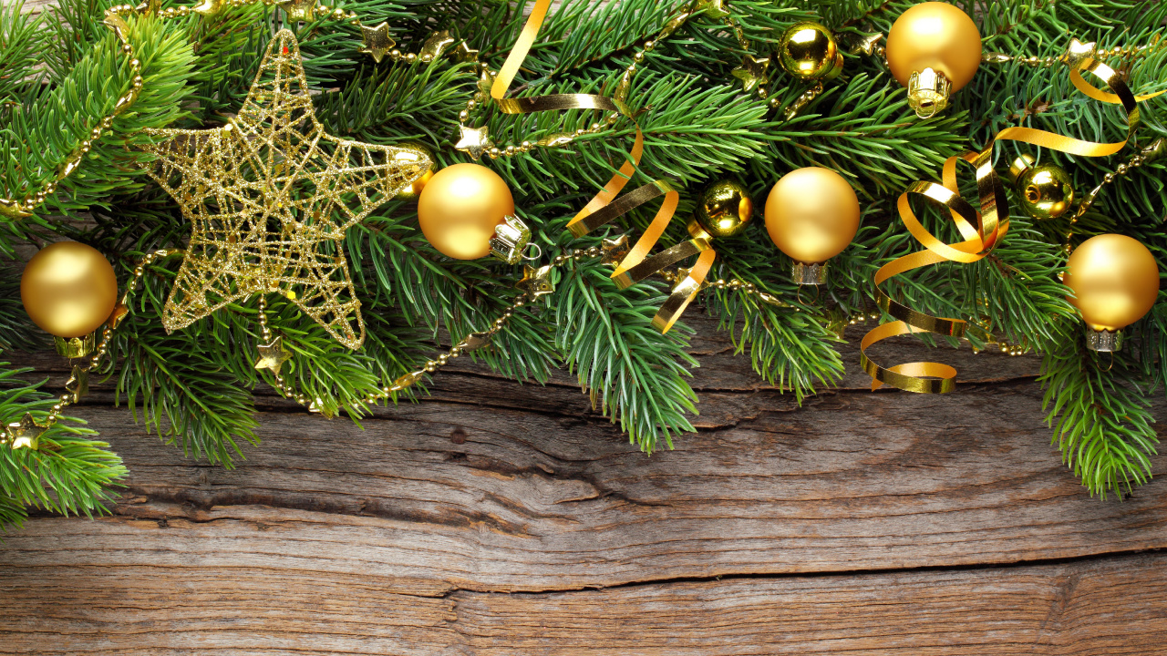 Обои Рождественский день, елка, Новый год, праздник, Рождественские украшения в разрешении 1280x720