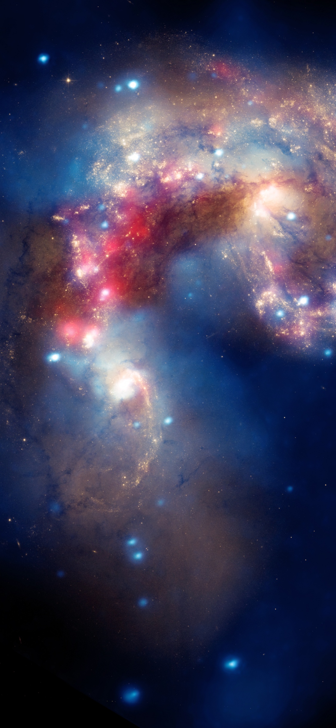 Обои Усики Галактик, космический телескоп Хаббл, взаимодействующие галактики, Чандра рентгеновской обсерватории, Галактика в разрешении 1125x2436