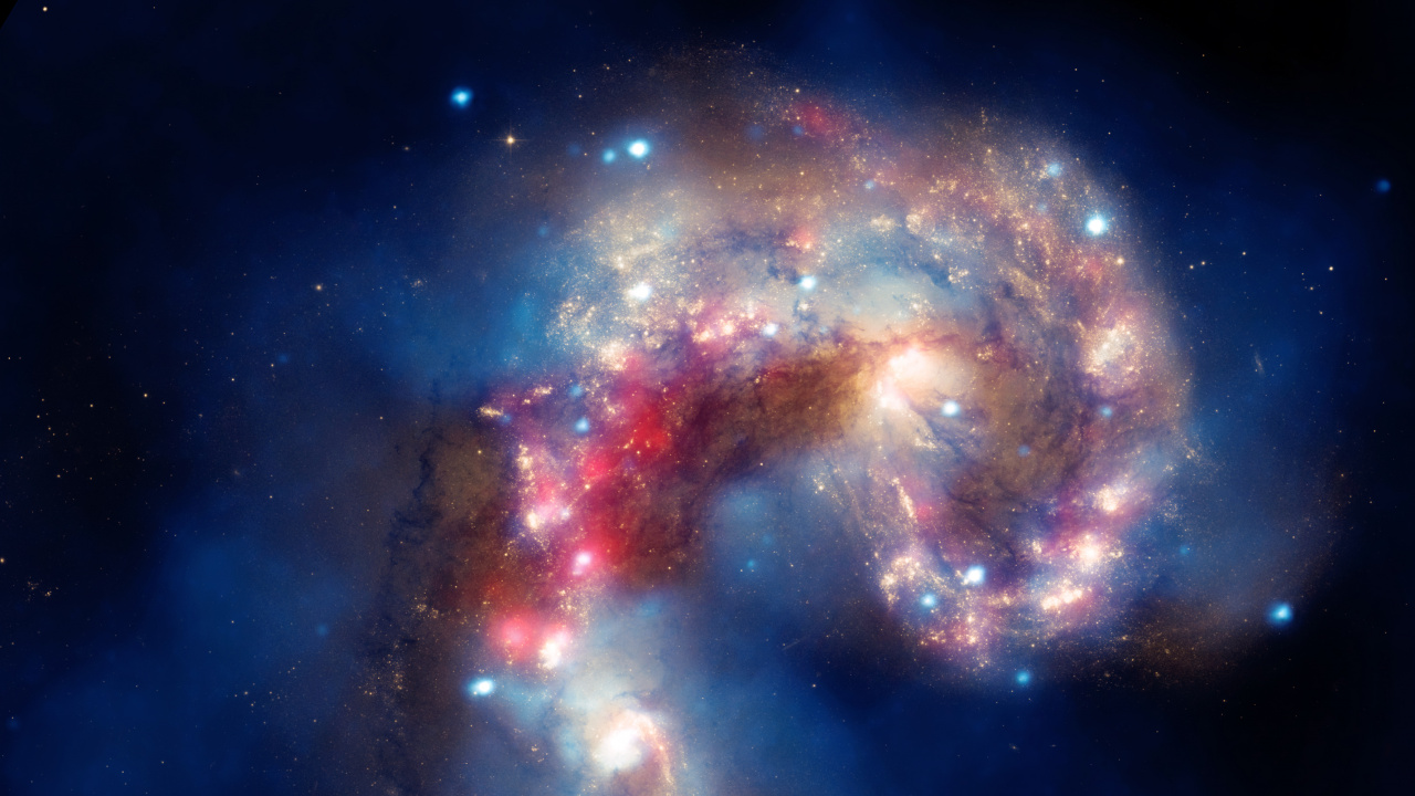 Обои Усики Галактик, космический телескоп Хаббл, взаимодействующие галактики, Чандра рентгеновской обсерватории, Галактика в разрешении 1280x720