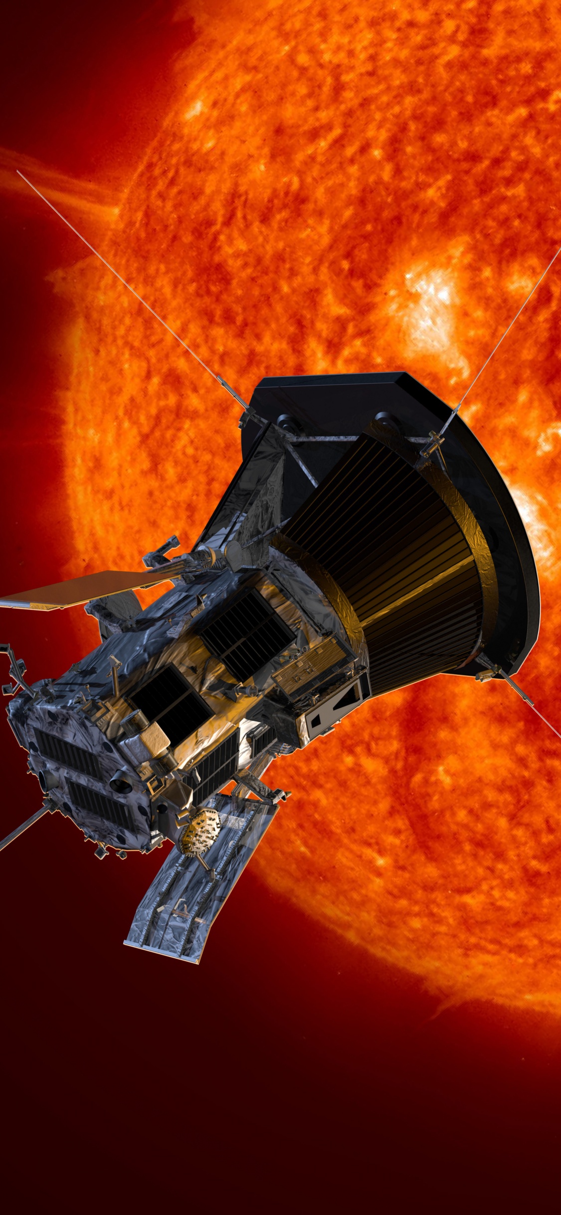 Обои Паркер Солнечный Зонд, НАСА, космический аппарат, солнце, Автоматических космических аппаратов в разрешении 1125x2436