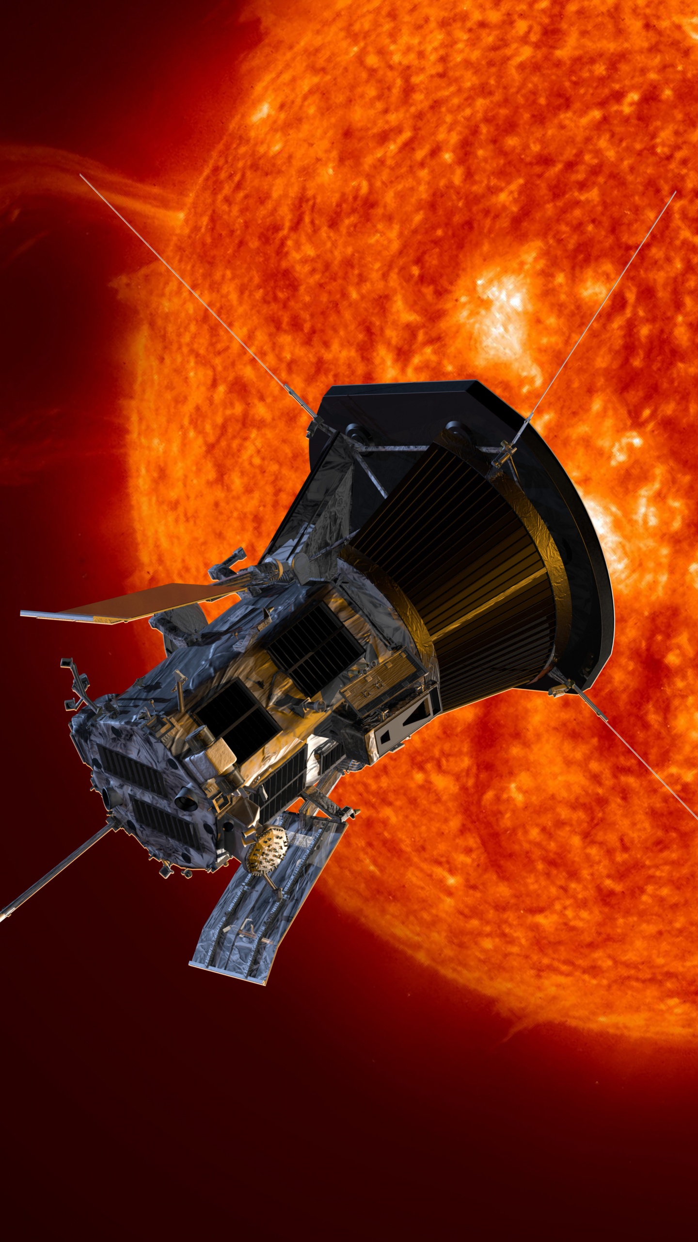 Обои Паркер Солнечный Зонд, НАСА, космический аппарат, солнце, Автоматических космических аппаратов в разрешении 1440x2560