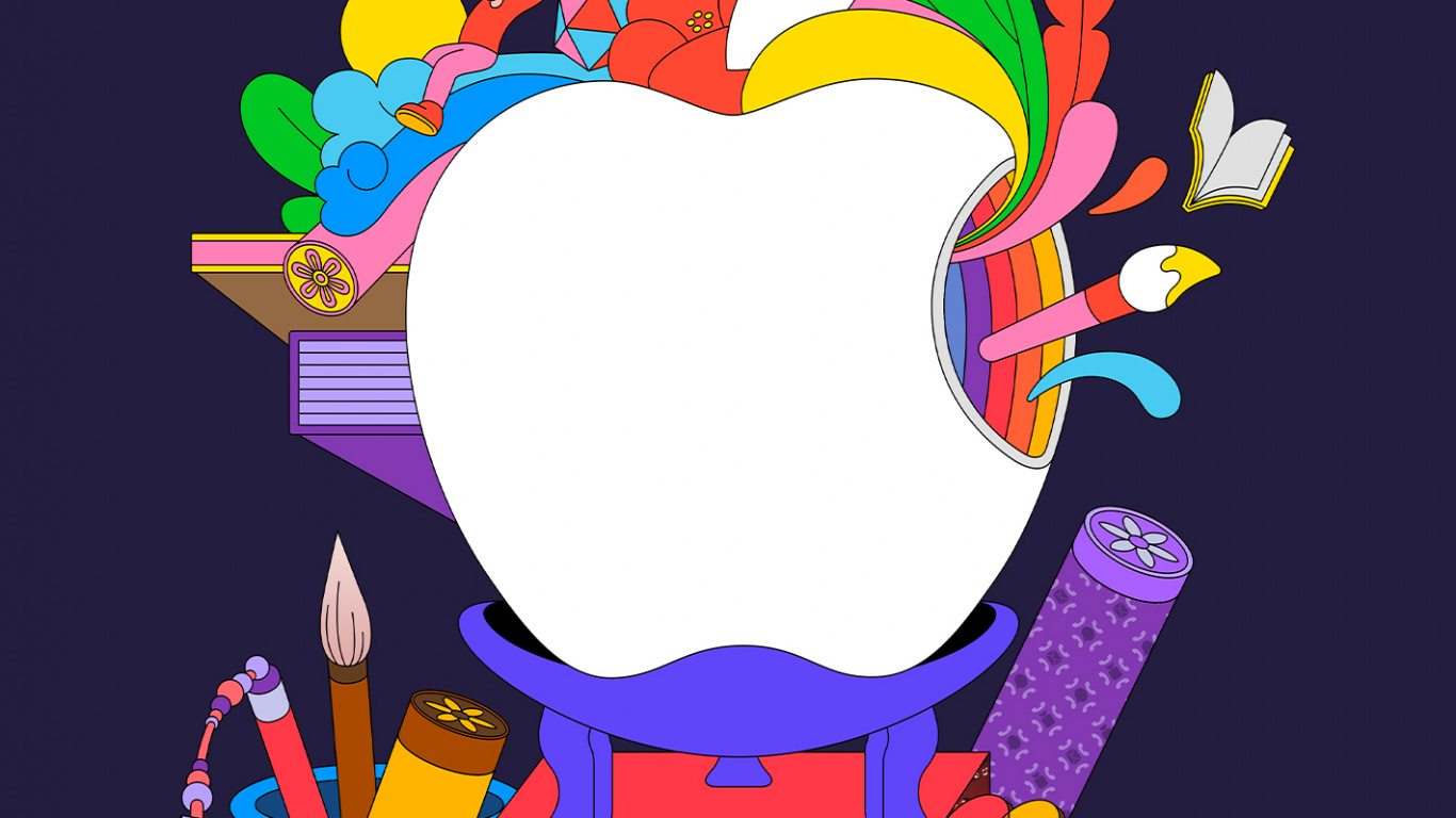 Обои яблоко, Авторизованный продавец фрисби Apple, магазин Apple, яблочный гаросугил, красный цвет в разрешении 1366x768