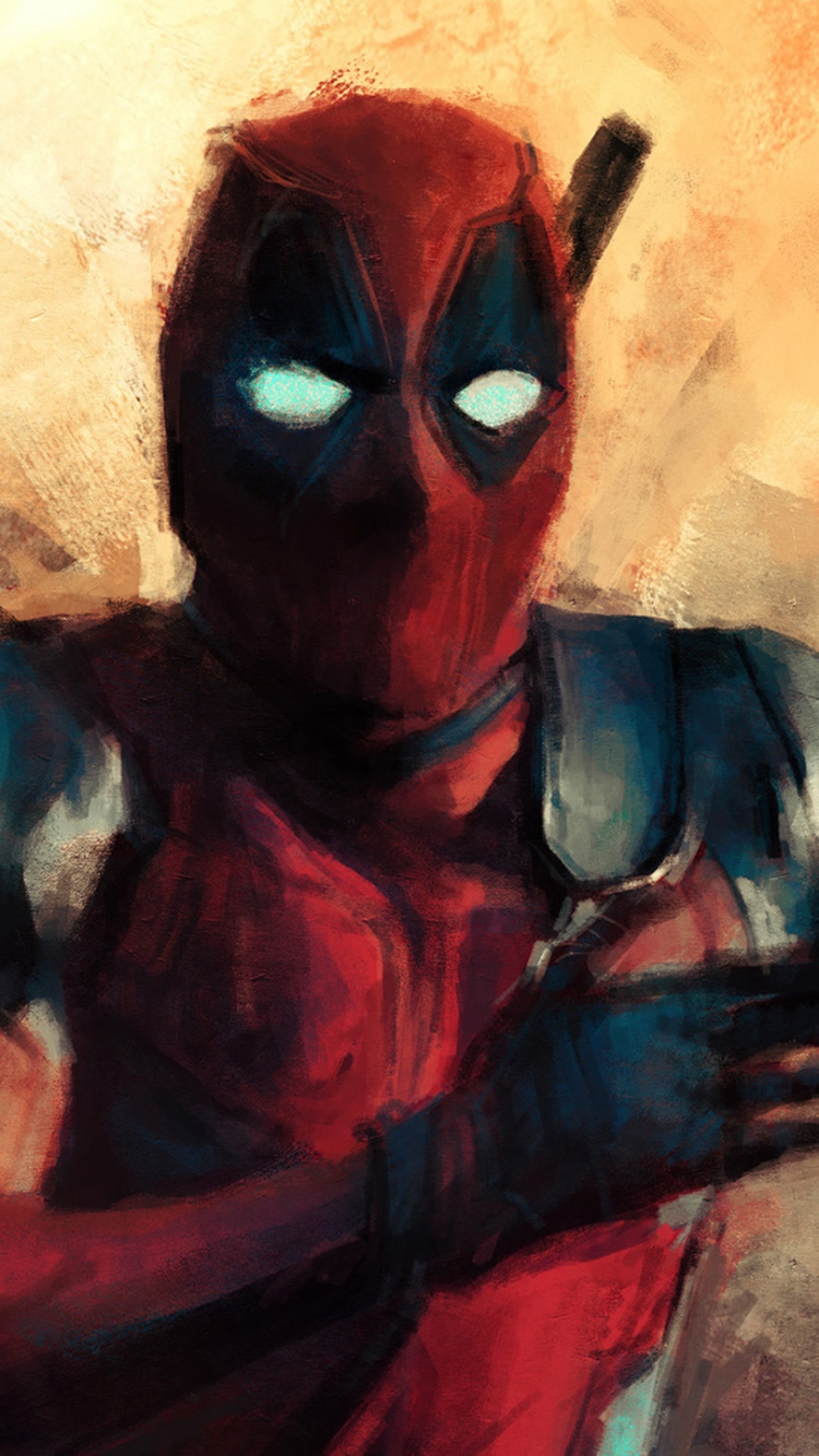 Обои дэдпул, супергерой, арт, иллюстрация, вентилятор в разрешении 750x1334