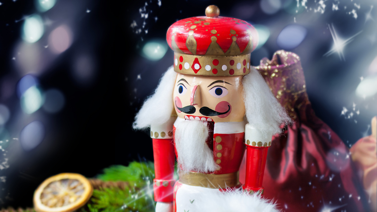 Обои Рождественский день, Щелкунчик, праздник, Рождество, Рождественские украшения в разрешении 1280x720