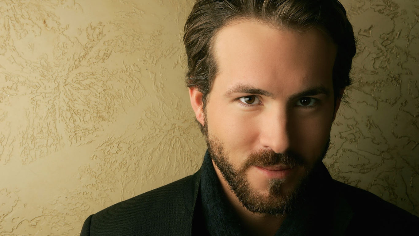 Обои Райан Рейнольдс, борода, каштановые волосы, темные волосы, коричневый цвет в разрешении 1366x768