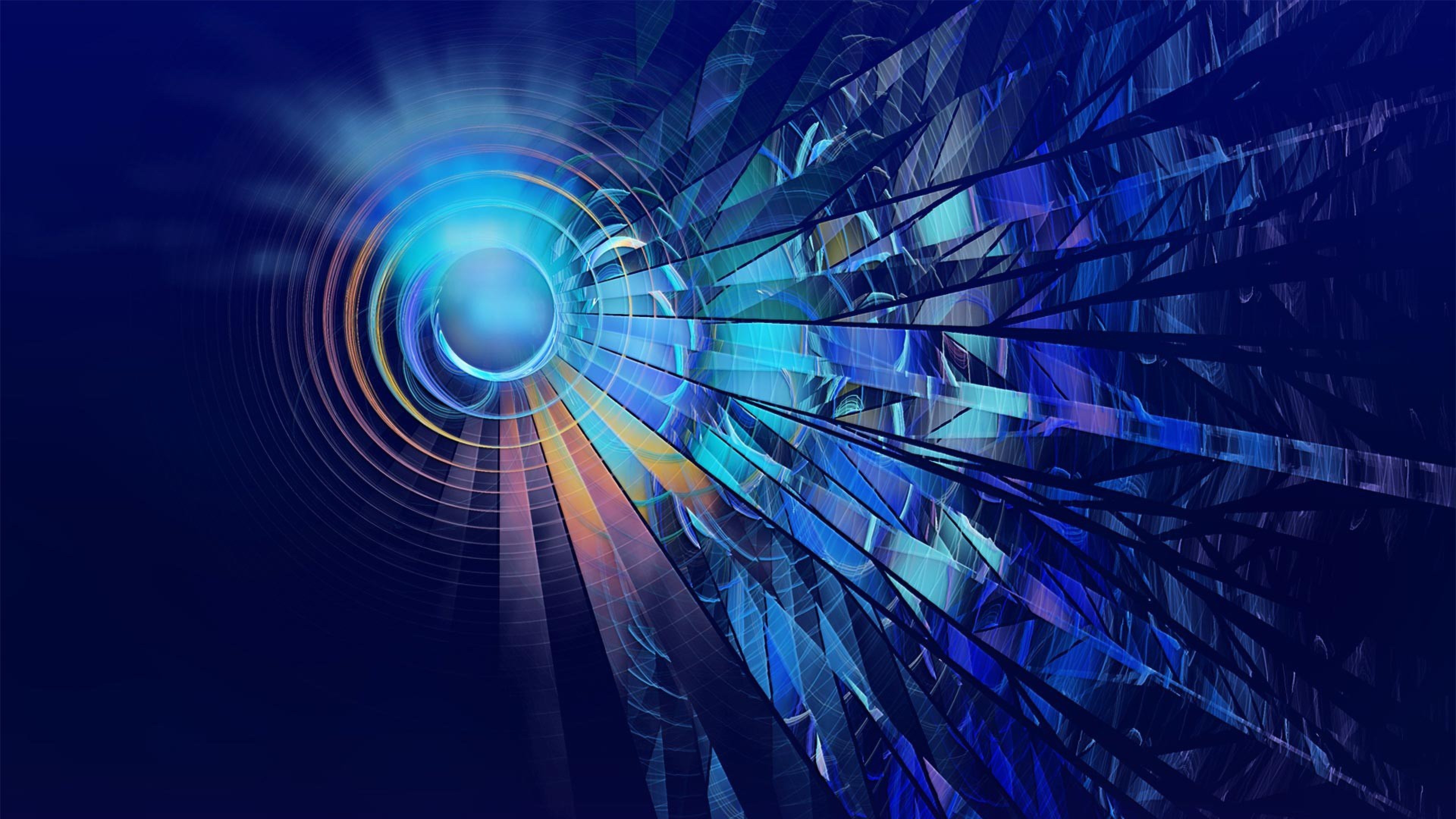 Обои синий, свет, графика, технологии, фрактальное искусство в разрешении 3840x2160
