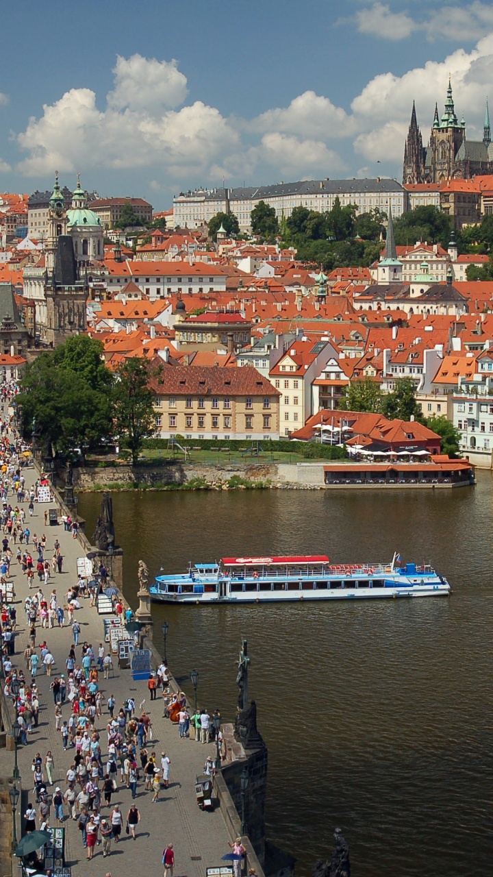 Обои водный путь, городок, город, гавань, реки в разрешении 720x1280