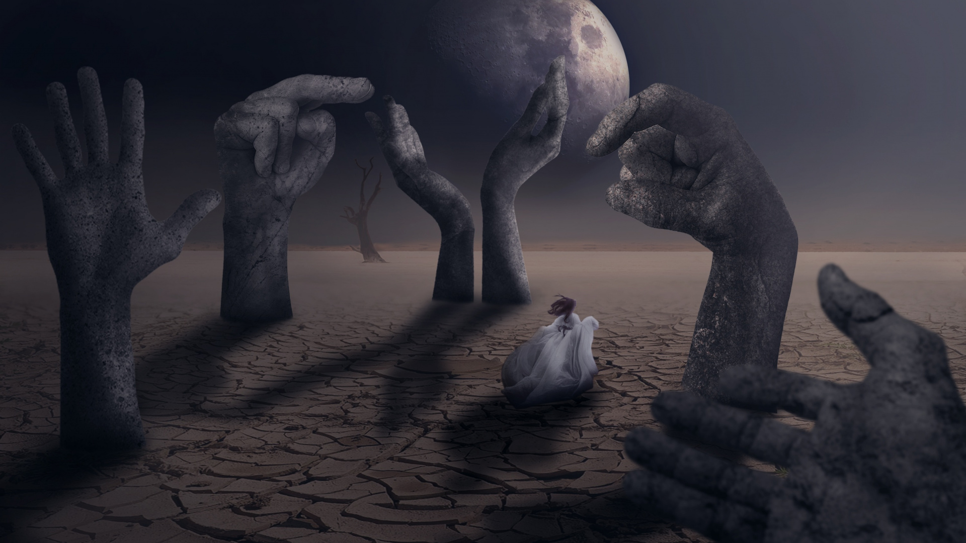 Обои темнота, человек, атмосфера, 3d моделирование, адаптация в разрешении 1920x1080