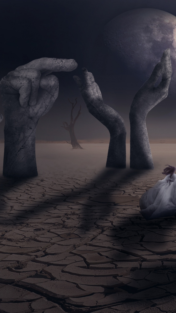 Обои темнота, человек, атмосфера, 3d моделирование, адаптация в разрешении 750x1334