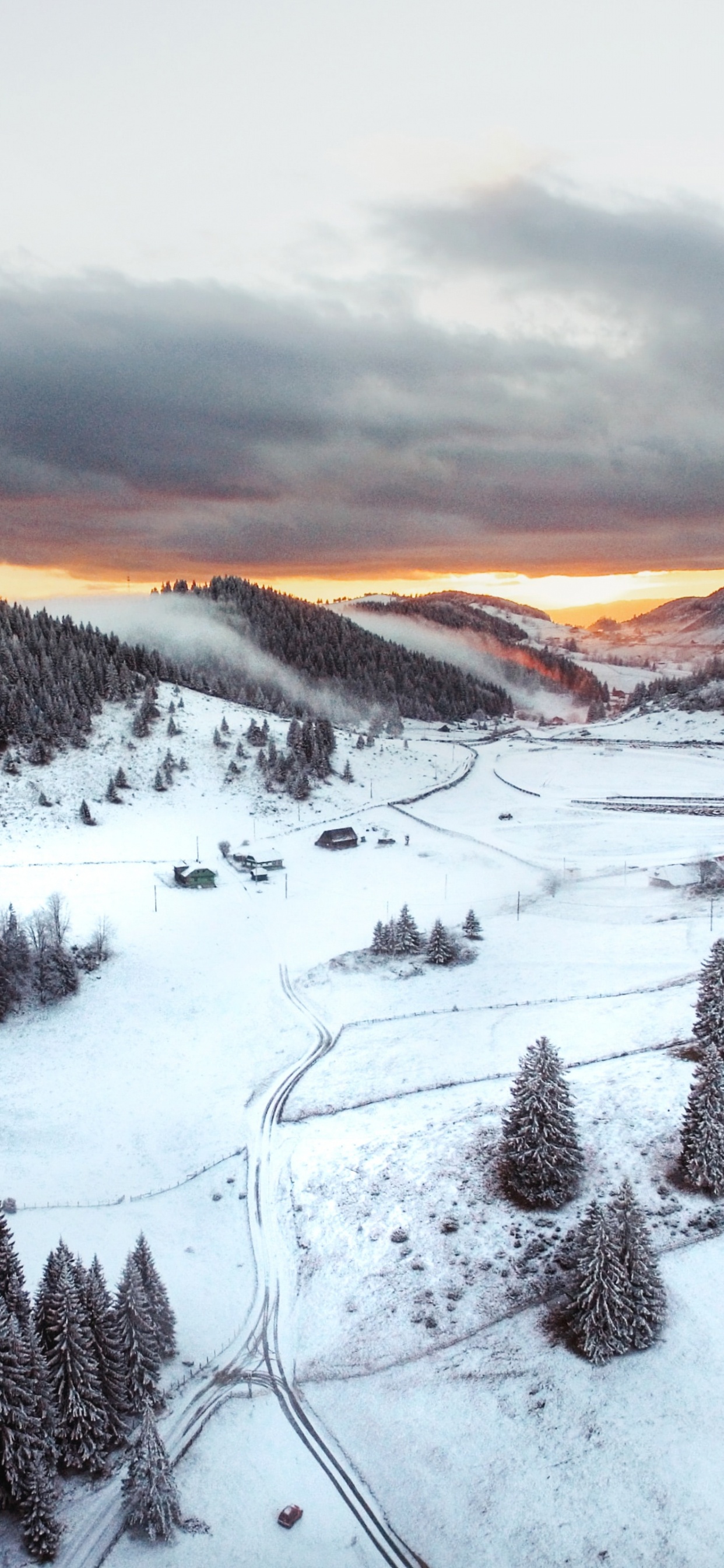 Обои снег, зима, гора, горный рельеф, облако в разрешении 1242x2688