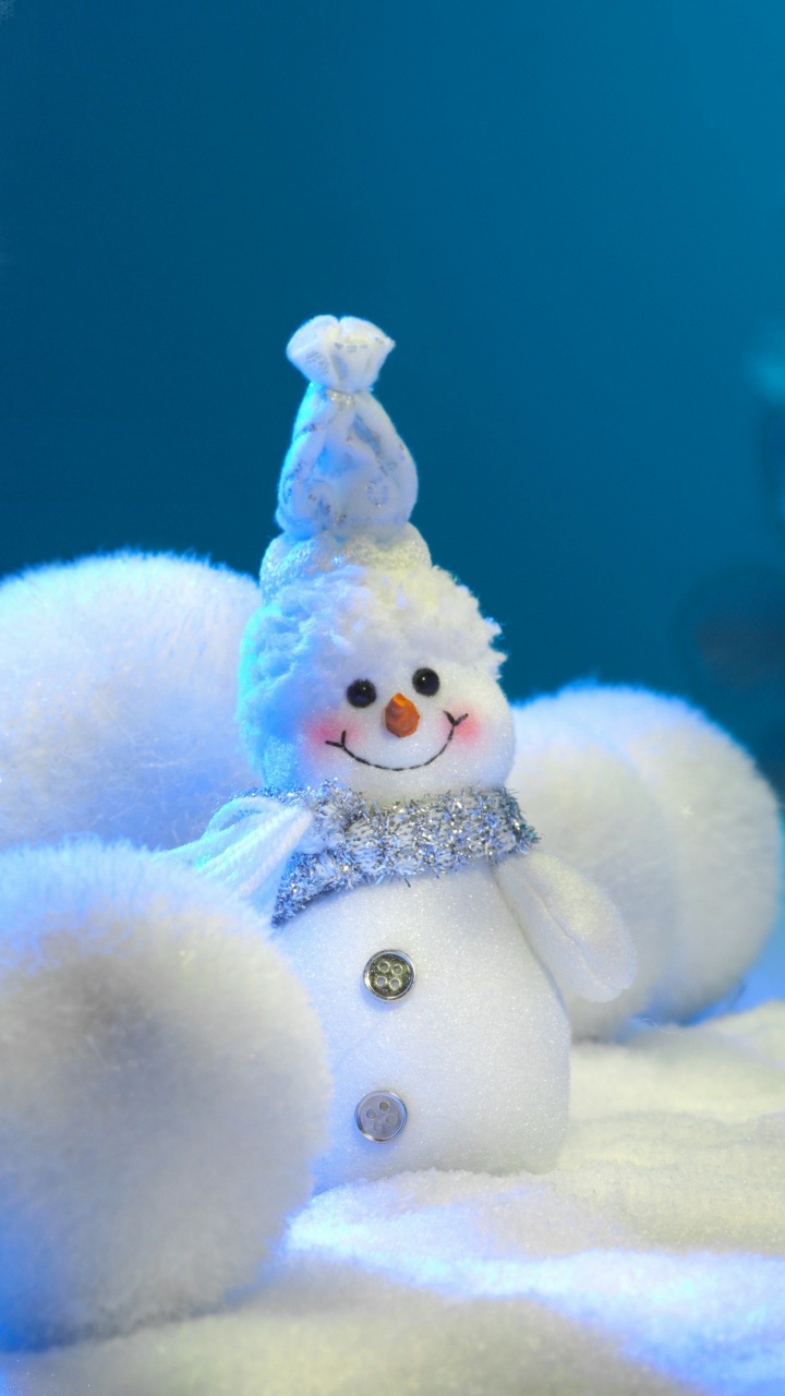 Обои Снеговик, зима, Рождество, рождественский орнамент, Рождественские украшения в разрешении 720x1280