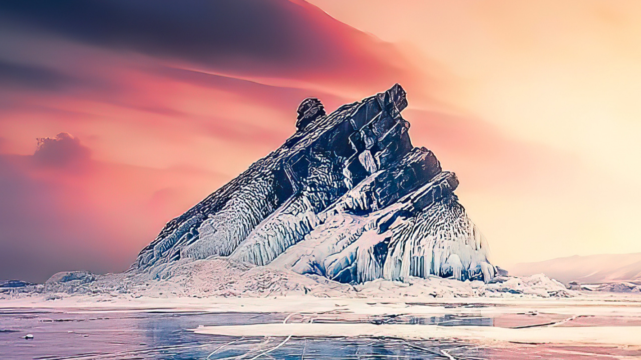 Обои Байкал, пейзаж, живопись, пейзажная живопись, облако в разрешении 1280x720