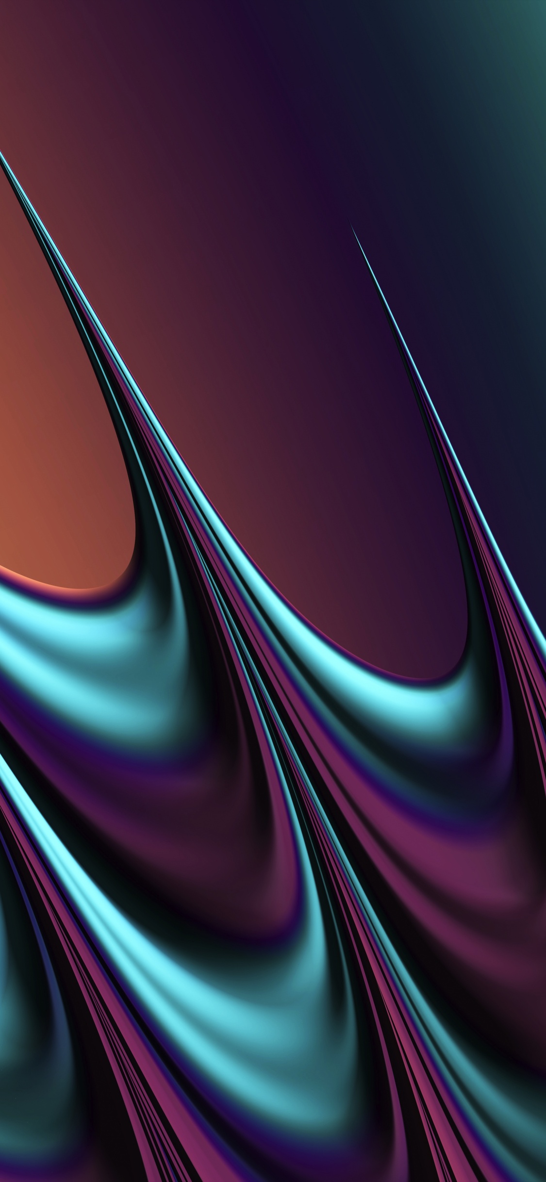 Обои фрактальное искусство, красочность, пурпур, жидкий, линия в разрешении 1125x2436