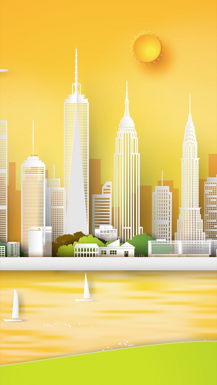 Обои ориентир, небоскреб, здание, вышка, природа в разрешении 720x1280