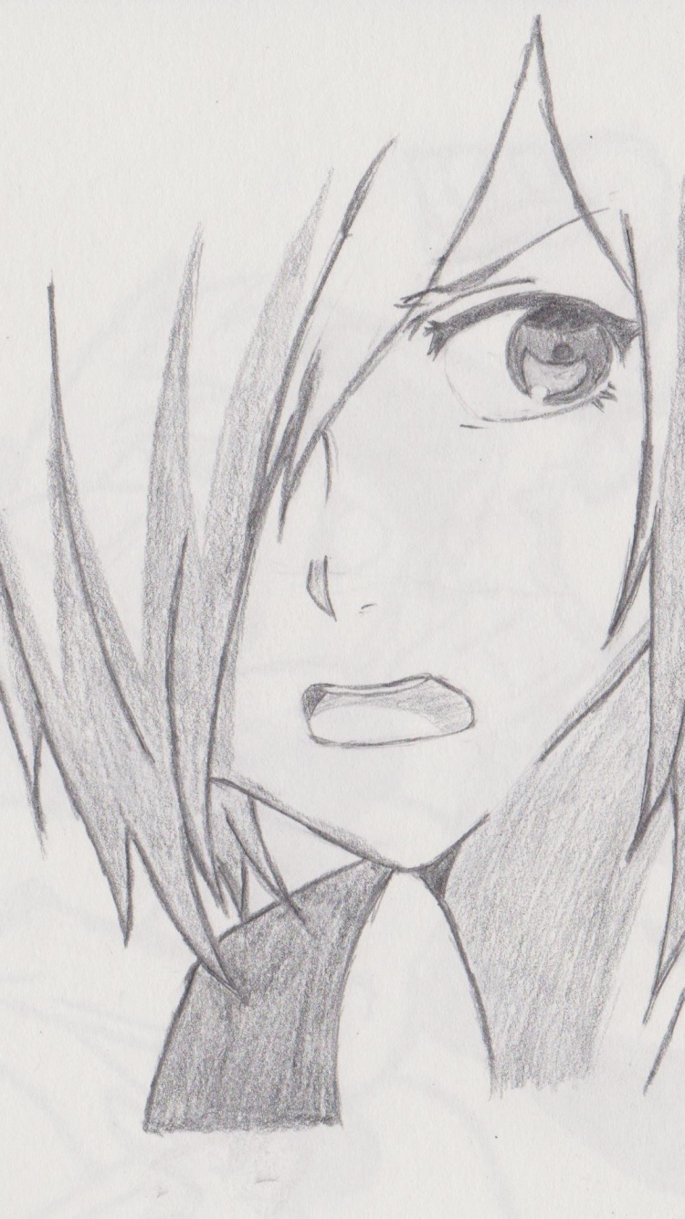 Обои глаз, черный и белый, иллюстрация, визуальное искусство, аниме в разрешении 750x1334