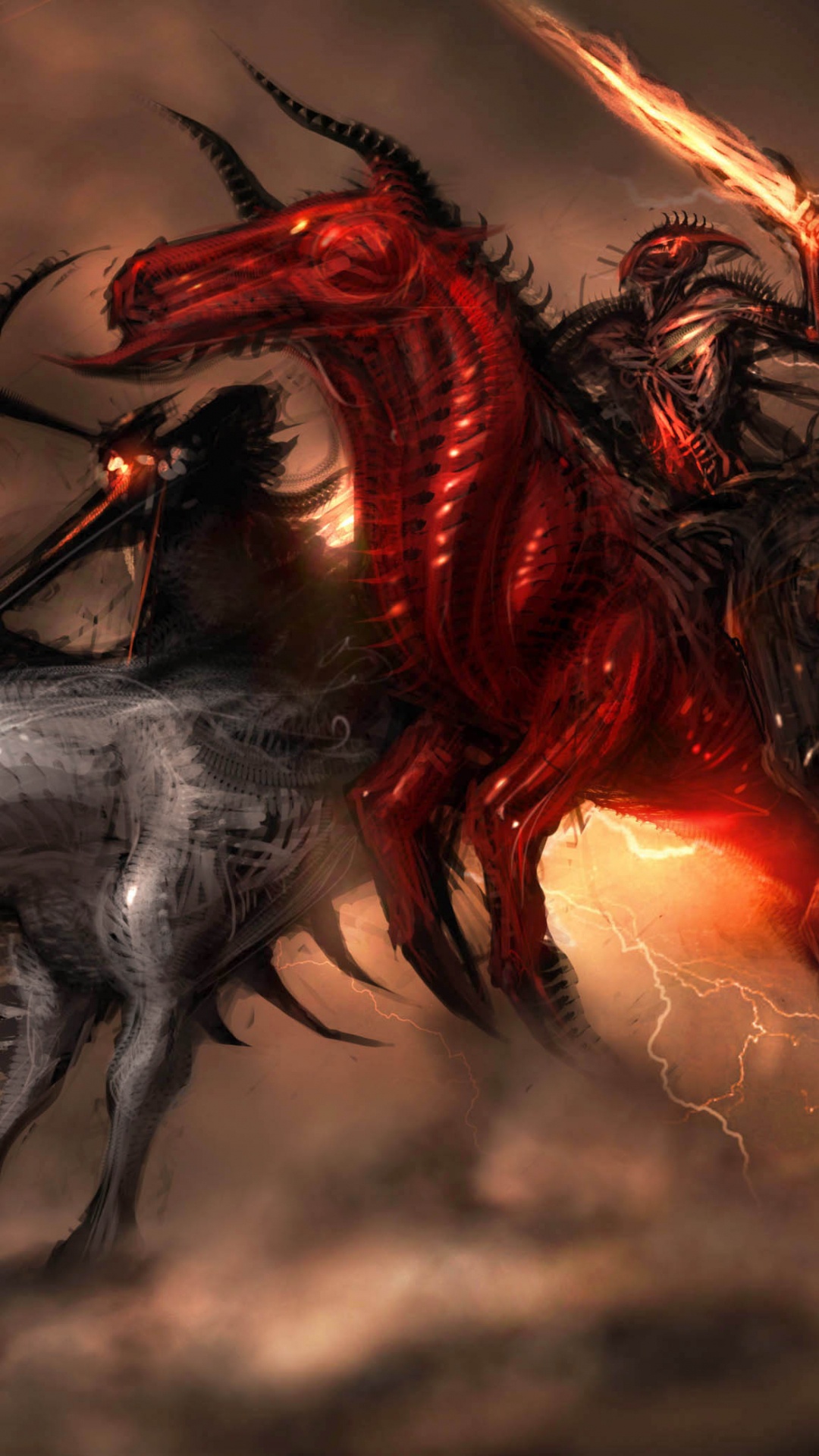 Обои Четыре всадника Апокалипсиса, арт, фэнтези, темные фантазии, демон в разрешении 1080x1920