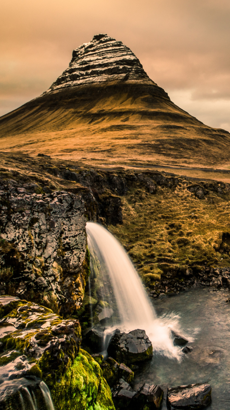 Обои природа, водопад, национальный парк, вода, рок в разрешении 750x1334