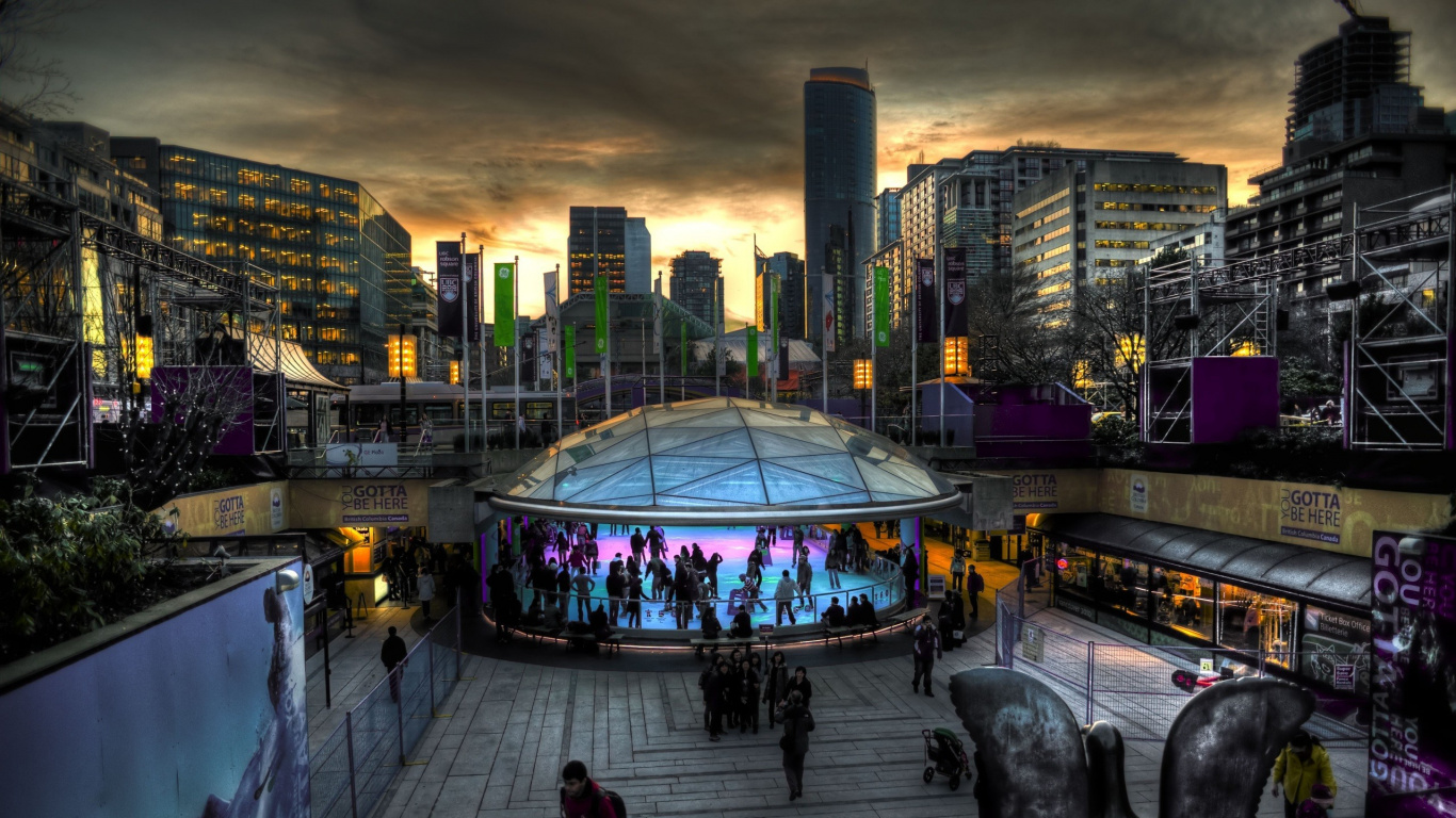 Обои будущее, город, городской пейзаж, метрополия, горизонт в разрешении 1366x768