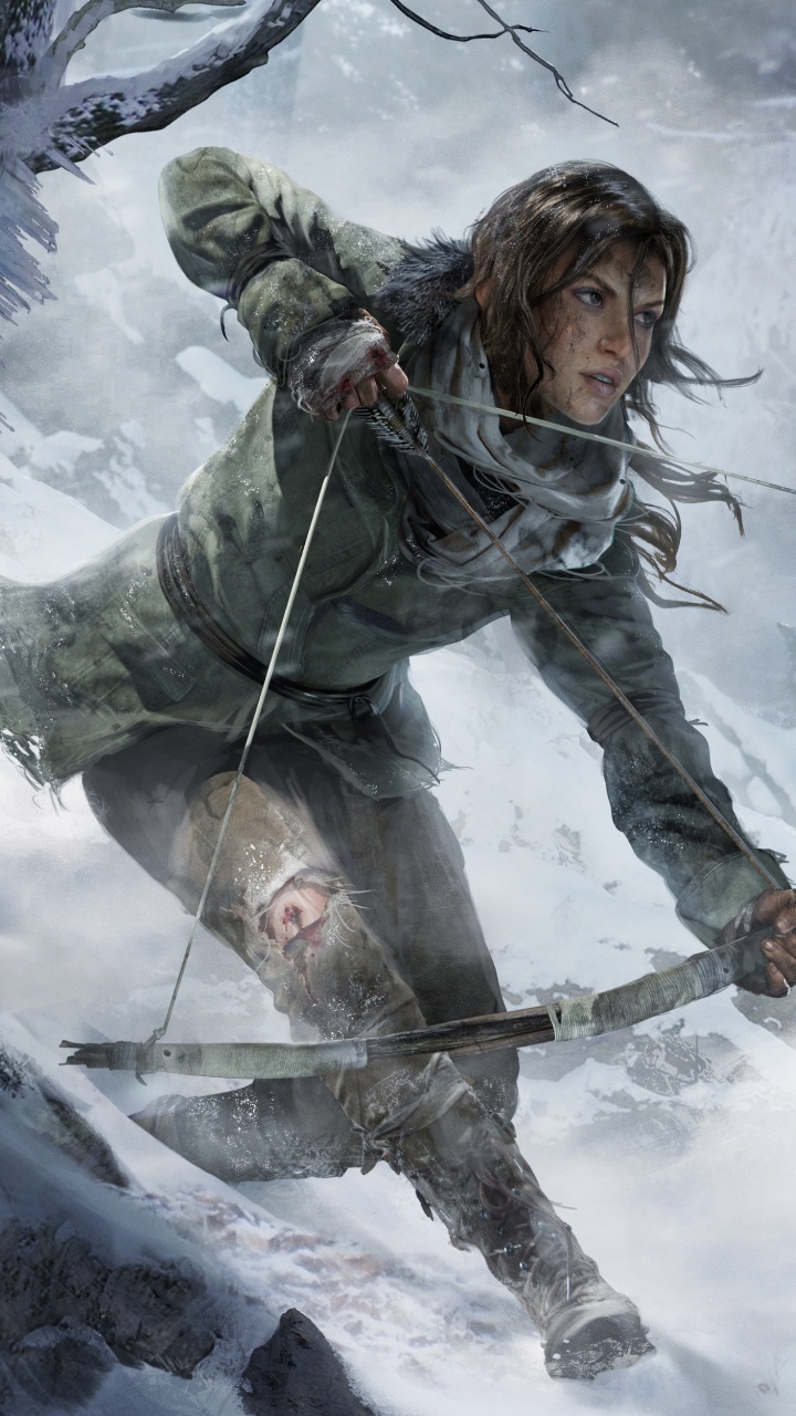 Обои рейдовик, лары крофт, xbox one, crystal dynamics, дерево в разрешении 720x1280