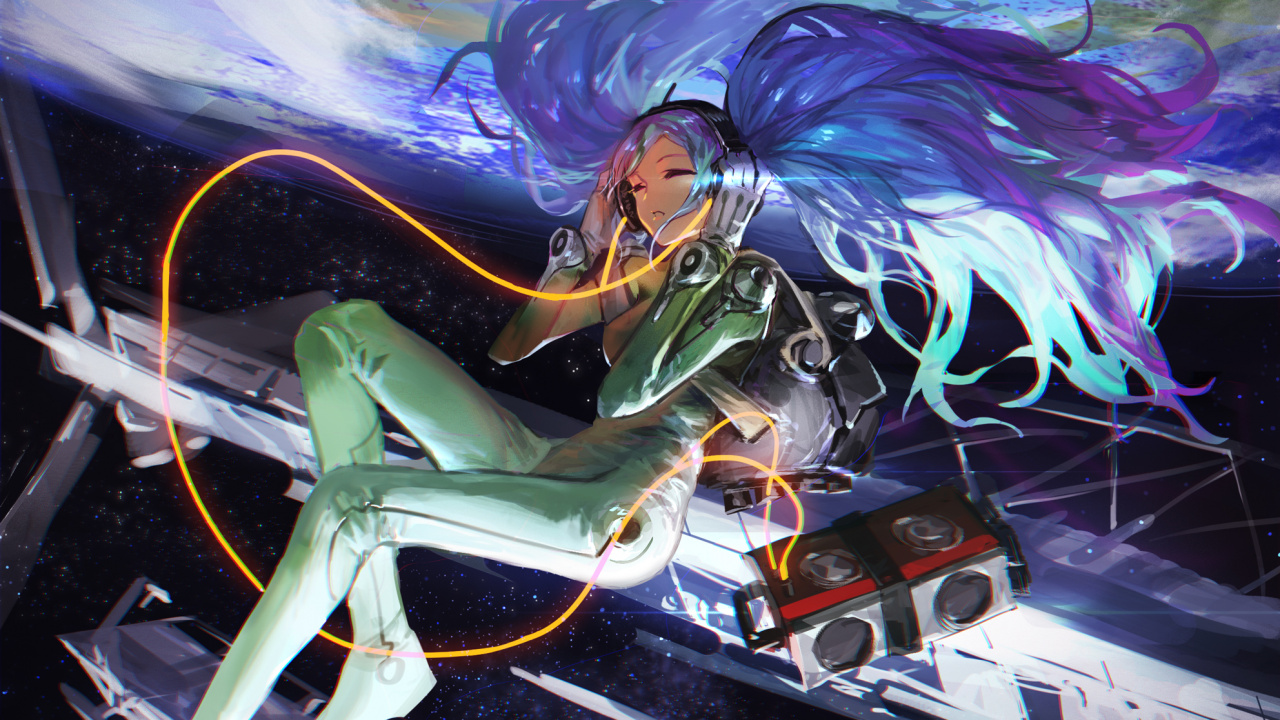 Обои Хацунэ Мику, вокалоид, арт, аниме, графика в разрешении 1280x720