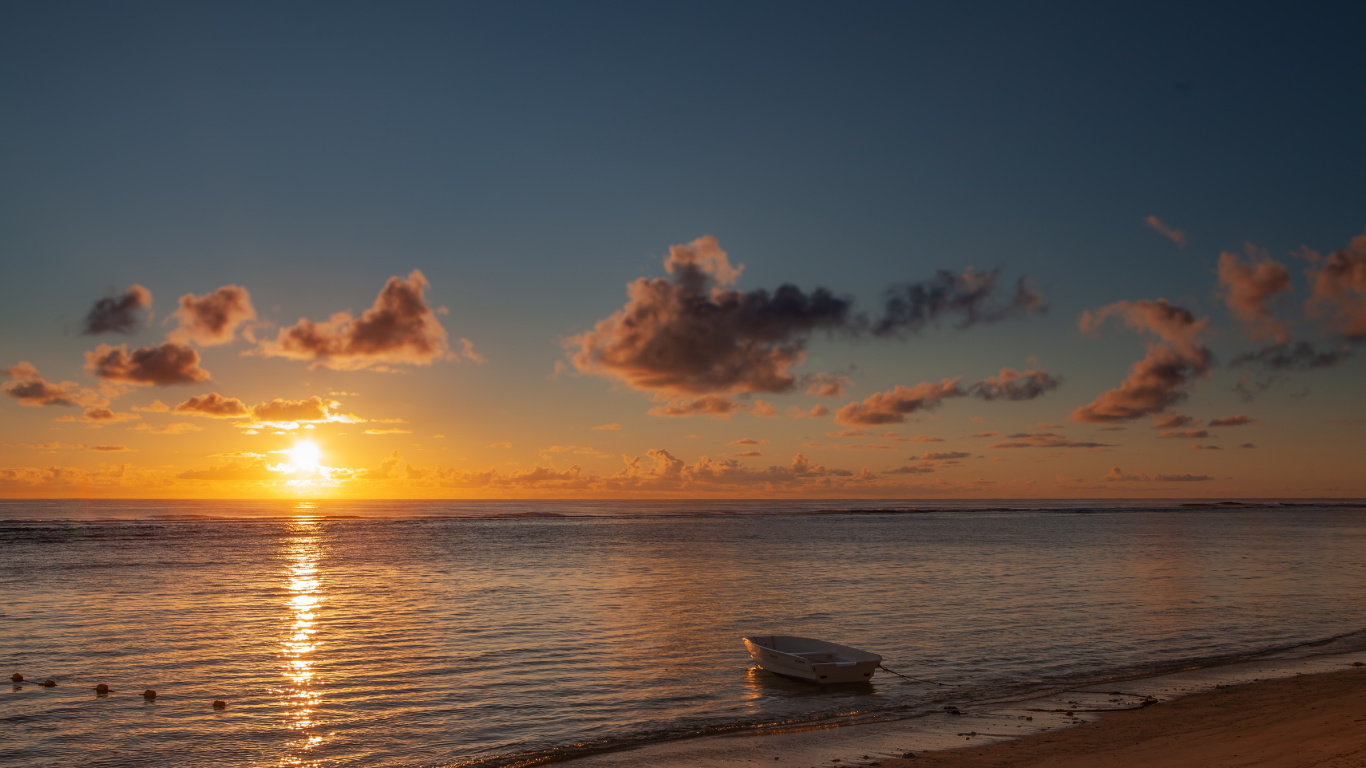 Обои море пляж закат, пляж, закат, восход солнца, море в разрешении 1366x768