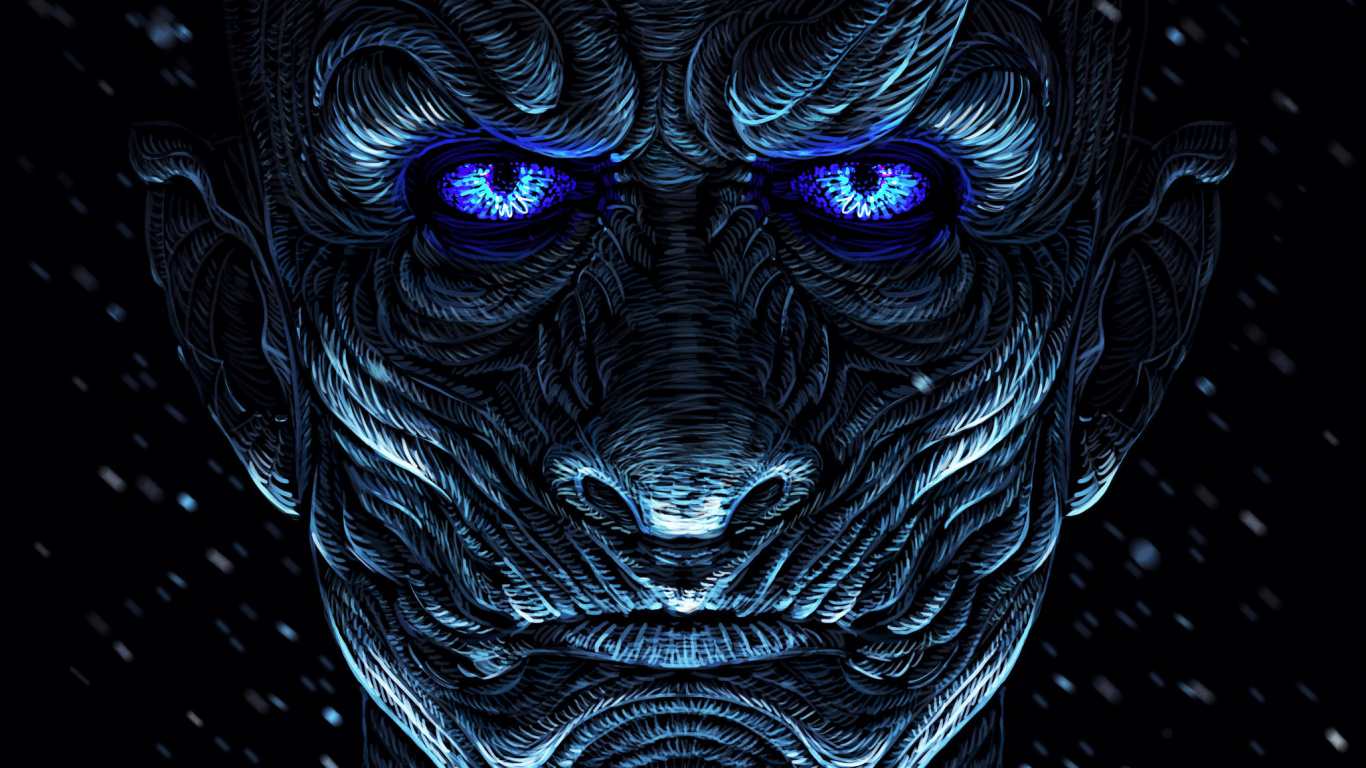 Обои Ночной Король, арт, Белый Ходок, иллюстрация, темнота в разрешении 1366x768