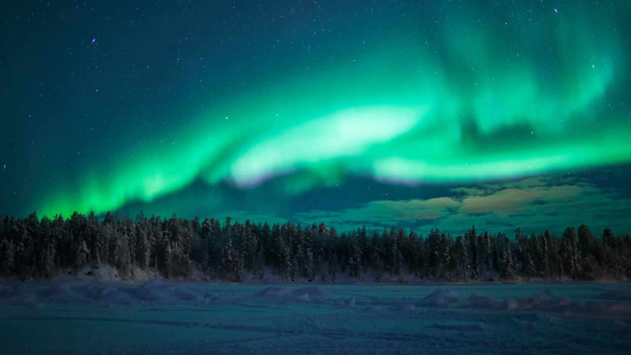 Обои Аврора, Финляндия, природа, атмосфера, небо в разрешении 1280x720