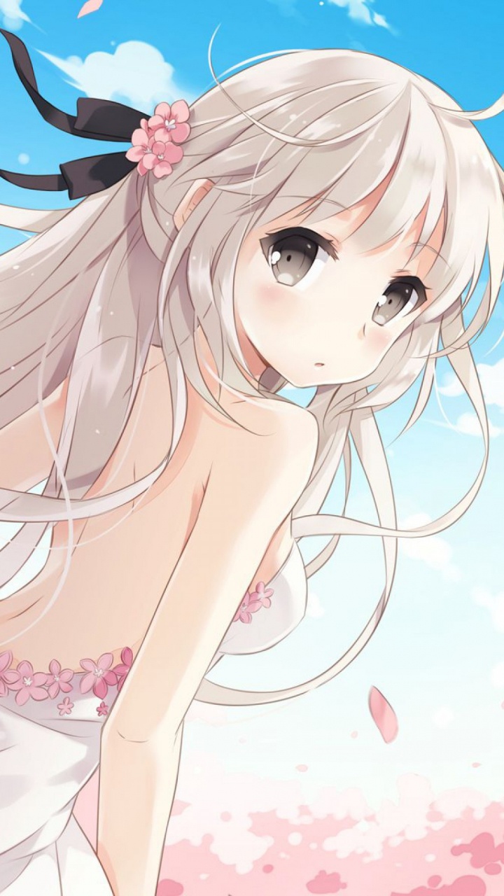 Обои аниме, Чиби, мультфильм, розовый, длинные волосы в разрешении 720x1280