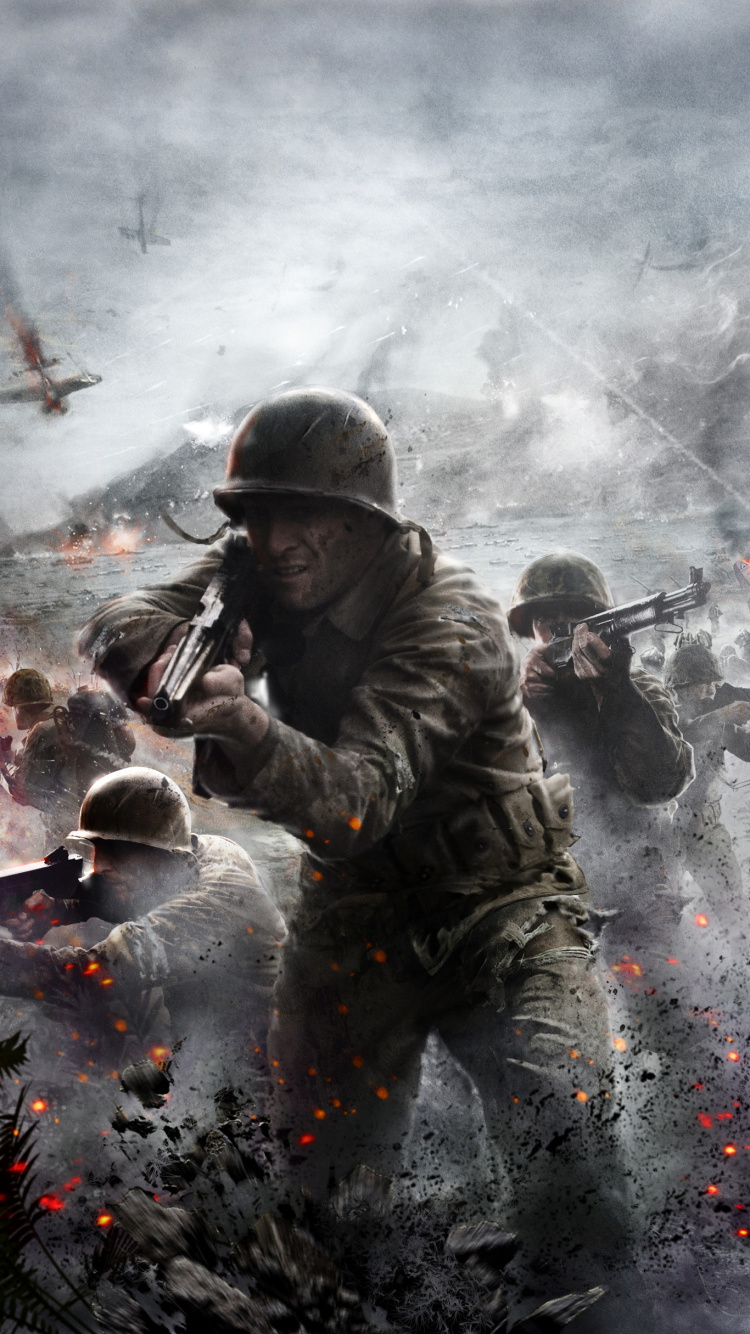 Обои call of duty world at war, call of duty modern warfare 2, call of duty 4 modern warfare, солдат, битва в разрешении 750x1334