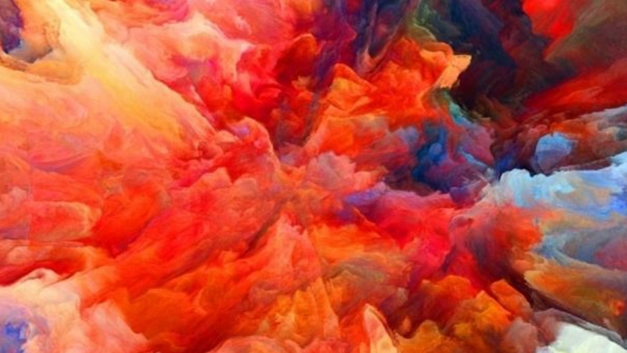 Обои цвет, акриловая краска, красный цвет, живопись, акварельные краски в разрешении 1280x720