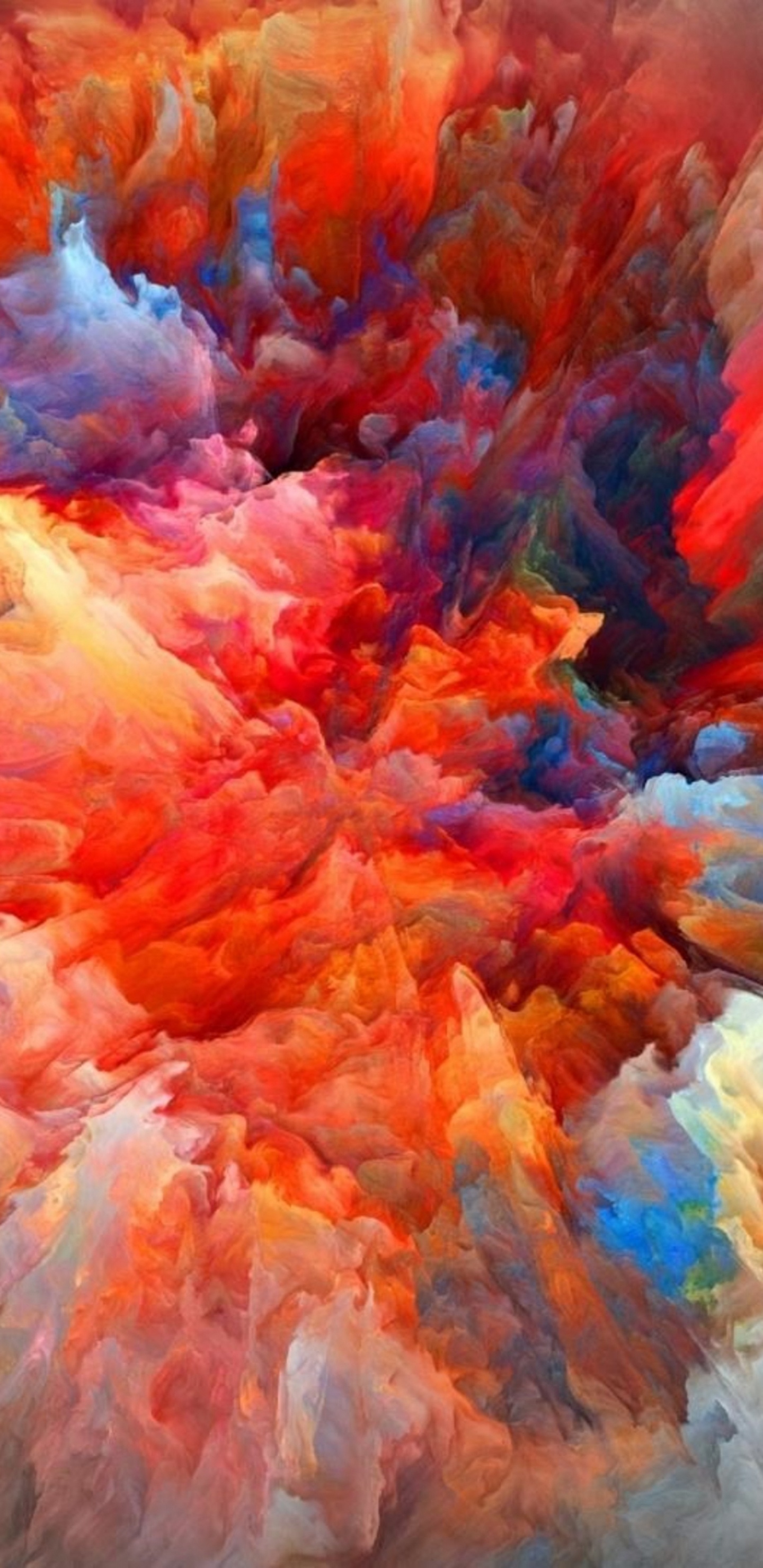 Обои цвет, акриловая краска, красный цвет, живопись, акварельные краски в разрешении 1440x2960